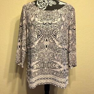 M CYNTHIA ROWLEY BLUSH PINK, TAUPE, GRAY & BLACK ZIPPER BACK TOP